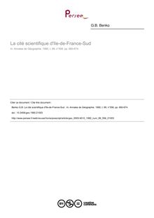 La cité scientifique d Ile-de-France-Sud  - article ; n°556 ; vol.99, pg 660-674