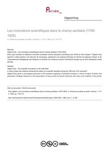 Les innovations scientifiques dans le champ sanitaire (1750-1825) - article ; n°3 ; vol.1, pg 119-173