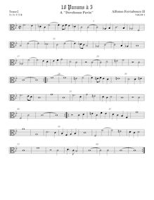 Partition ténor viole de gambe 2, alto clef, Dovehouse Pavan, F minor