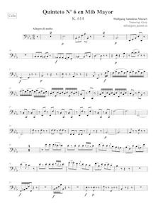 Partition violoncelle, corde quintette No.6, E♭ major, Mozart, Wolfgang Amadeus par Wolfgang Amadeus Mozart