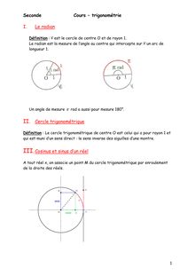 Cours de trigonométrie - Seconde