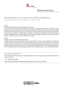 Ronald Reagan, le Congrès et les déficits budgétaires - article ; n°4 ; vol.39, pg 517-538