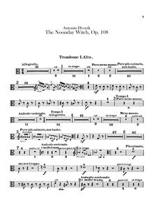 Partition Trombone 1, 2, 3, Tuba, pour Noon Witch, Polednice, Dvořák, Antonín