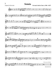 Partition Descant enregistrement , Sonata à 4, Sonata à 4. Violino e violone, cornetto e trombone