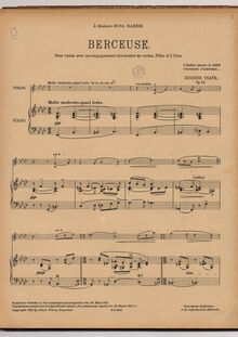 Partition de piano, Berceuse pour violon avec accompagnement d orchestre de cordes, Flûte et 2 Cors