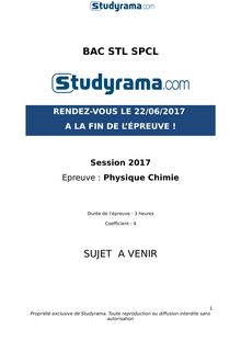 Sujet Bac STL SPCL 2017 - Physique - chimie
