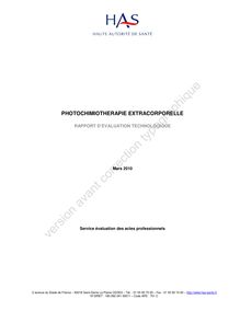 Photochimiothérapie extracorporelle - Photochimiothérapie extracorporelle- Rapport