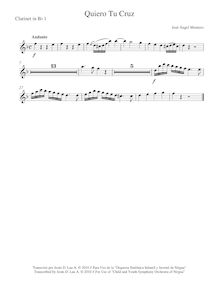 Partition clarinette 1 (B♭), Quiero Tu Cruz, D minor, Montero, José Ángel