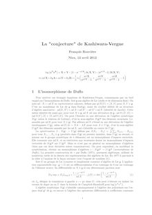 La conjecture de Kashiwara Vergne