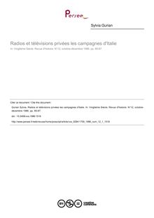 Radios et télévisions privées les campagnes d Italie - article ; n°1 ; vol.12, pg 85-87