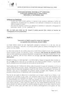 Français 2006 Concours externe interne 3ème voie Adjoint administratif territorial de 1ère classe