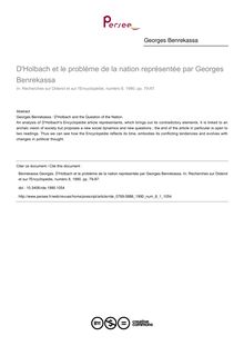 D Holbach et le problème de la nation représentée par Georges Benrekassa - article ; n°1 ; vol.8, pg 79-87