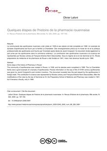 Quelques étapes de l histoire de la pharmacie rouennaise - article ; n°326 ; vol.88, pg 187-192
