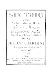 Partition parties complètes, 6 corde Trios, Giardini, Felice par Felice Giardini