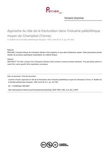 Approche du rôle de la fracturation dans l industrie paléolithique moyen de Champlost (Yonne) - article ; n°4 ; vol.90, pg 301-302