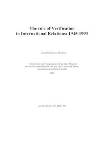 The role of verification in International Relations: 1945-1993 [Elektronische Ressource] / Mitslal Kifleyesus-Matschie