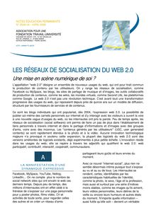 LES RÉSEAUX DE SOCIALISATION DU WEB 2.0 A