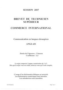 Anglais 2007 BTS Commerce international à référentiel Européen