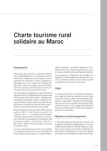 Charte tourisme rural solidaire au Maroc