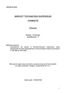 Btschim 2005 chimie