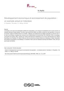 Développement économique et accroissement de population : un exemple actuel en Indonésie - article ; n°3 ; vol.13, pg 433-440