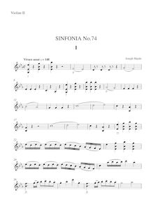 Partition violons II, Symphony Hob.I:74, E♭ major, E♭ major, Haydn, Joseph