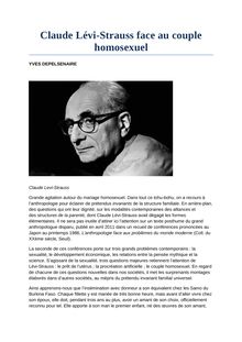 Claude Lévi-Strauss to face gay couple / Pétition: Mariage pour tous: contre l’instrumentalisation de la psychanalyse