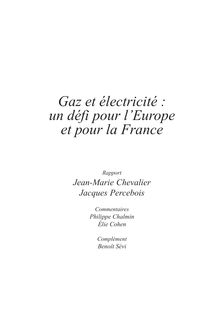 Gaz et électricité : un défi pour l Europe et pour la France