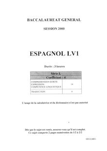 Espagnol LV1 2000 Littéraire Baccalauréat général