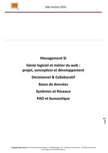 Catalogue des formations - 1 Management SI Génie logiciel et ...