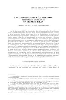 La commission des réclamations Érythrée/Éthiopie : un premier bilan - article ; n°1 ; vol.53, pg 347-396