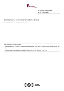 Bibliographie Internationale (1947-1957) - article ; n°4 ; vol.11, pg 481-499