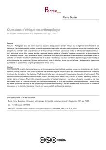 Questions d éthique en anthropologie - article ; n°1 ; vol.7, pg 73-85