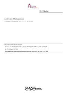 Lettre de Madagascar - article ; n°27 ; vol.6, pg 263-268