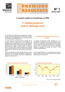 L enquête emploi en Guadeloupe en 2006 : L emploi progresse, mais le chômage aussi