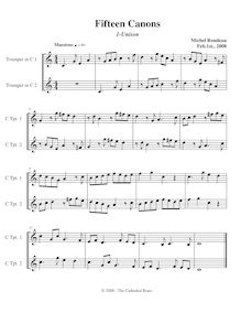 Partition Unison, 15 Two-, partie Canons pour Brass, Rondeau, Michel