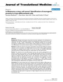 Is Melanoma a stem cell tumor? Identification of neurogenic proteins in trans-differentiated cells