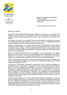PSA-La Janais. Lettre de François Hollande