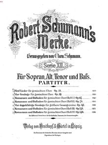 Partition complète, 5 chansons, Op.55, Schumann, Robert