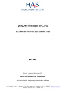 Evaluation de la Stimulation Phrénique Implantée - Synthèse rapport stimulation phrénique implantée
