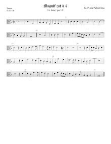 Partition ténor viole de gambe, alto clef, Magnificat Primi Toni par Giovanni Pierluigi da Palestrina