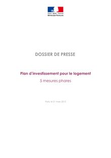 Dossier de presse: Plan d’investissement pour le logement - 5 mesures phares 
