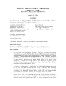 Metropolitan Audit Committee Minutes - July 14, 2009