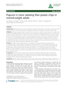 Popcorn is more satiating than potato chips in normal-weight adults