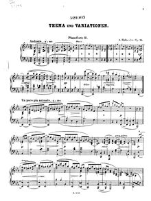 Partition Piano 2, Thema und Variationen, E♭ major, Hollaender, Alexis