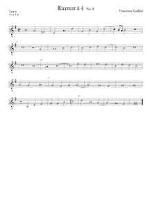 Partition Tenor2 viole de gambe, octave aigu clef, Intavolature de lauto, madrigali e ricercare