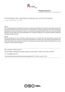 Archéologie des vignobles antiques du sud de la Gaule - article ; n°1 ; vol.58, pg 45-68