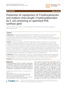 Production of copolyesters of 3-hydroxybutyrate and medium-chain-length 3-hydroxyalkanoates by E. coli containing an optimized PHA synthase gene