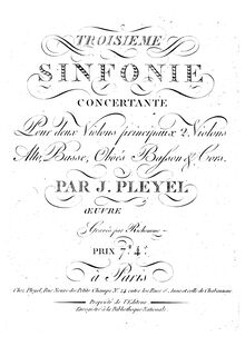Partition violoncelles/Basses, Sinfonie concertante No.3, A major