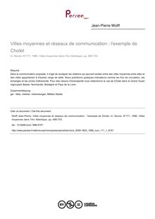 Villes moyennes et réseaux de communication : l exemple de Cholet - article ; n°1 ; vol.171, pg 695-703
